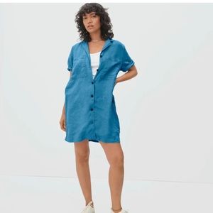 Everlane Linen Workwear Dress Sz. L | Azure Blue